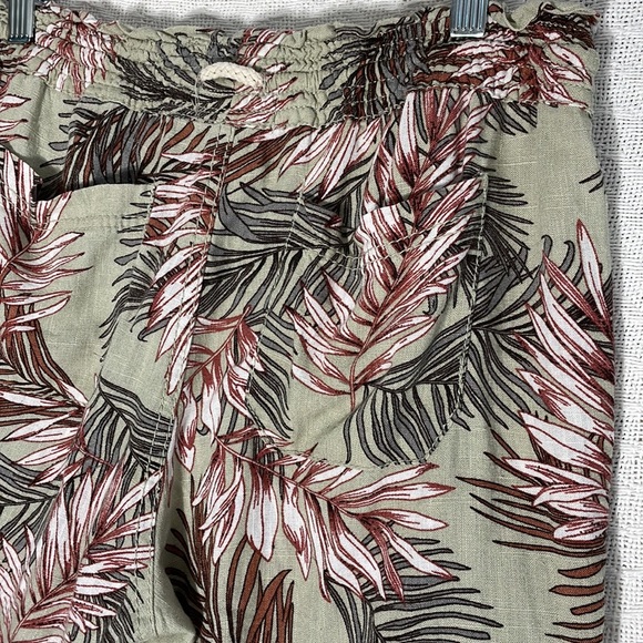 CALI 1850 Linen Pants Leisure Sage Palm Tropical Hawaii Beach Drawstring Size L - Picture 5 of 6